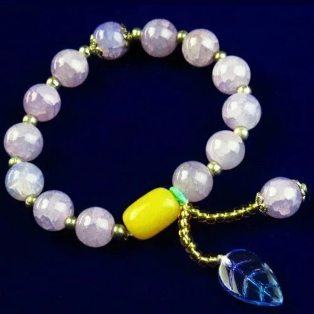 New Purple Dragon Viens Agate Ball Stretchy Bracelet.